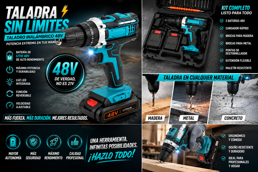 Taladro  Inalambrico 2 Bat Con Accs