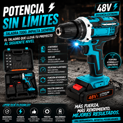 Potencia Sin Límites! Taladro Inalámbrico 48V + Kit Completo